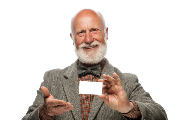 Vieil homme avec une grosse barbe et un sourire — Photo