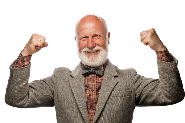 Old man with a big beard and a smile — Stock Photo, Image