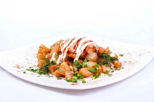 domuz bir tabak patates ile