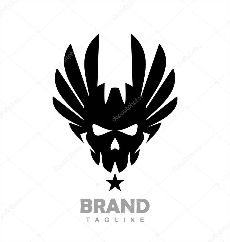 Black winged Skull  on white