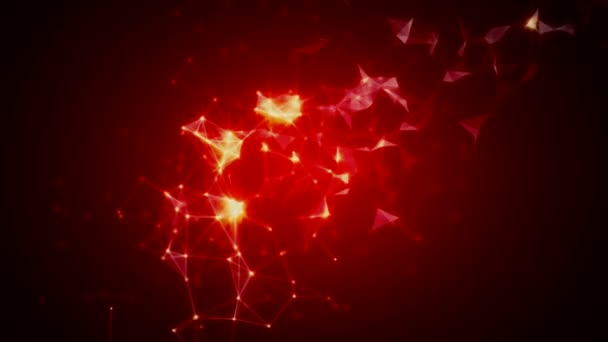 Formes Éclatantes Étoiles Scintillantes Sur Fond Rouge — Video