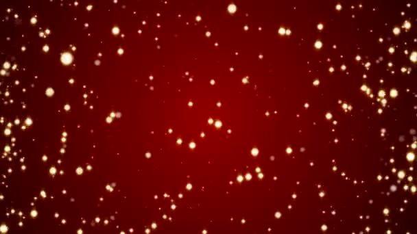 Fliegende Partikel Auf Rotem Hintergrund Urlaubshintergrund Attrappe — Stockvideo