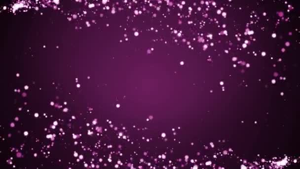 Fliegende Partikel Auf Violettem Hintergrund Urlaubshintergrund — Stockvideo