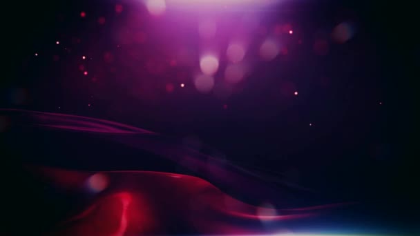 Burgundy Background Shimmering Particles Floating Ribbons — Stock Video