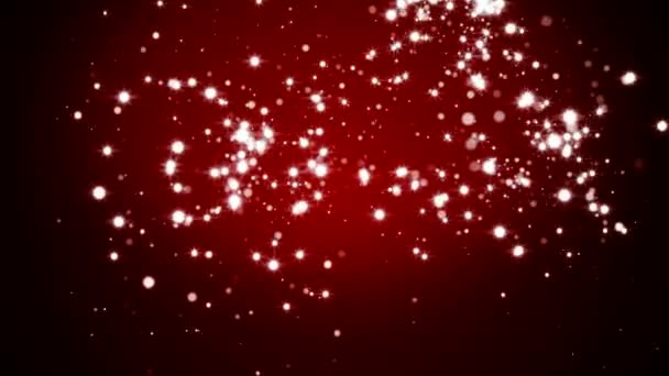 Röd Abstrakt Bakgrund Med Flygande Partiklar Form Stjärnor Från Botten — Stockvideo