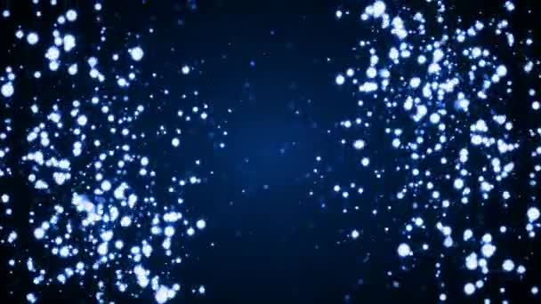 Blauw Nieuwjaar Kerstachtergrond Met Langzaam Zwevende Deeltjes — Stockvideo
