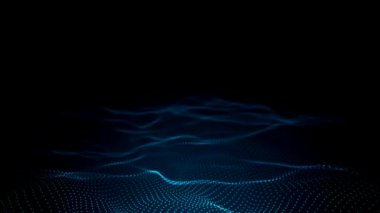 Mavi noktalar siyah ekranda dalgalar halinde hareket ediyor.