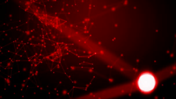 赤の画面に赤い点と線の抽象的なプレキシス モックアップ — ストック動画