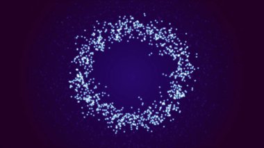 Mavi ekranın ortasında süzülen noktalar ve çizgiler.