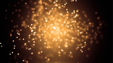 Sarı yüzen noktalı koyu soyut arkaplan, maket