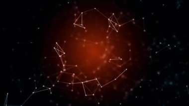 Sunumlar için kırmızı soyut pleksus arkaplanı, hareket eden elementlere sahip logo