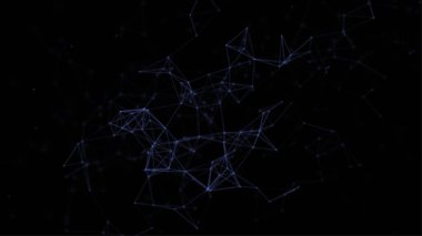 Mavi soyut arkaplan üzerinde yüzen noktalar ve çizgiler var. Model.