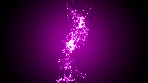 ドットや線の質感的な動きを持つ紫色の抽象的な背景 モックアップ — ストック動画
