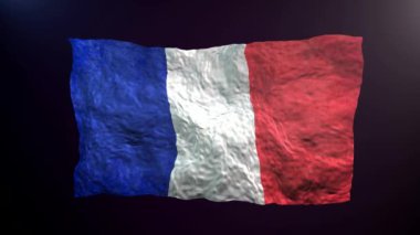 Koyu arkaplanda Fransa bayrağı sallıyor.