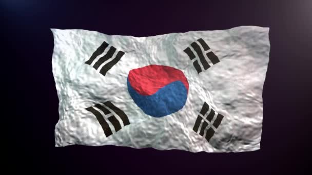 Zwaaien Zuid Korea Vlag Donkere Achtergrond — Stockvideo