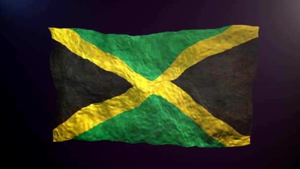 Sventolando Bandiera Giamaicana Sfondo Scuro — Video Stock