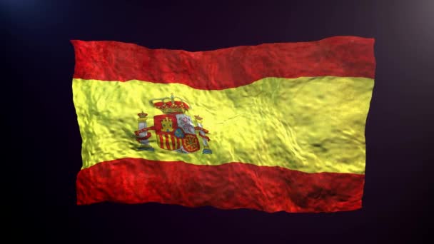Ondeando Bandera España Sobre Fondo Oscuro — Vídeos de Stock