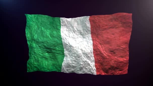 Zwaaien Italië Vlag Donkere Achtergrond — Stockvideo