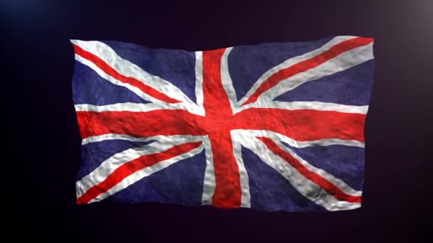 Размахивание Флагом Великобритании Тёмном Фоне — стоковое видео