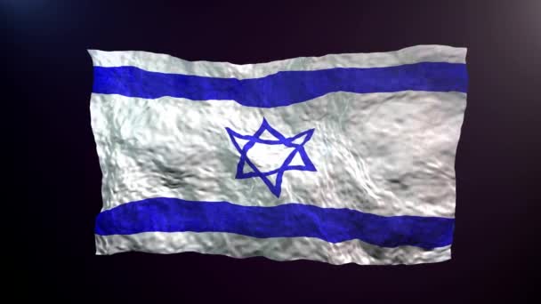 在黑暗的背景下摇曳以色列国旗 — 图库视频影像