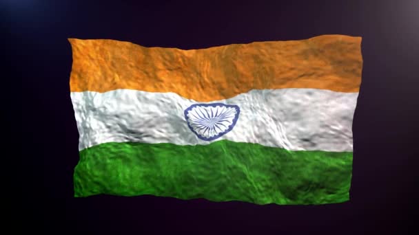 Vlnění Indické Vlajky Tmavém Pozadí — Stock video