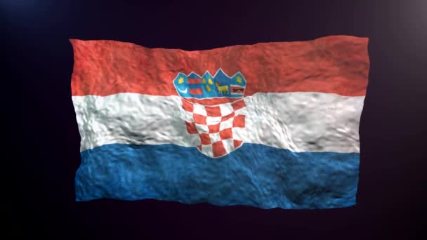 Waving Croatia Flag Dark Background — ストック動画