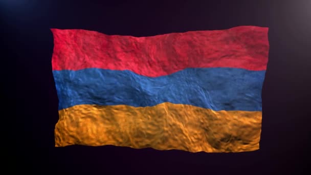 Ondeando Bandera Armenia Sobre Fondo Oscuro — Vídeos de Stock