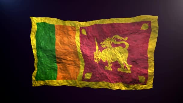 Κυματίζοντας Σημαία Της Σρι Λάνκα Σκούρο Φόντο — Αρχείο Βίντεο
