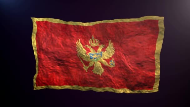 Schwingende Montenegro Flagge Auf Dunklem Hintergrund — Stockvideo
