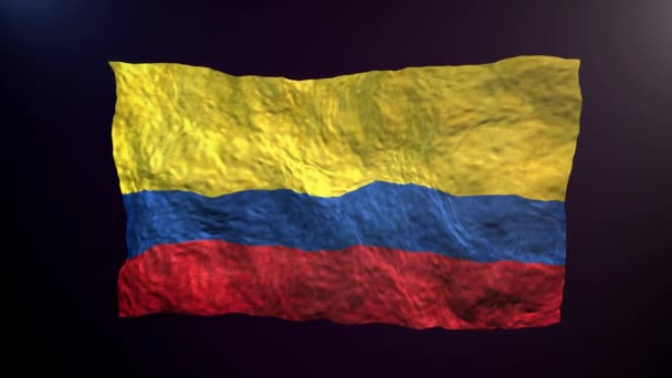 Machanie Flagą Kolumbii Ciemnym Tle — Wideo stockowe