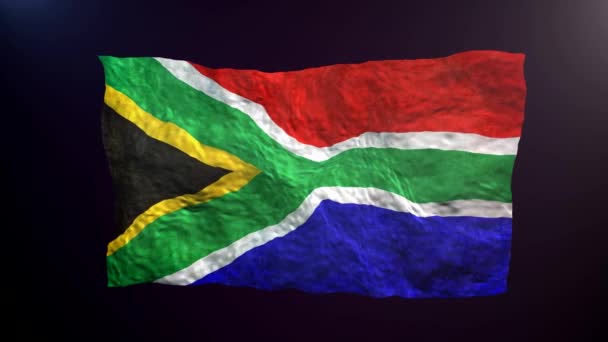 Das Schwenken Der Südafrikanischen Flagge Auf Dunklem Hintergrund — Stockvideo