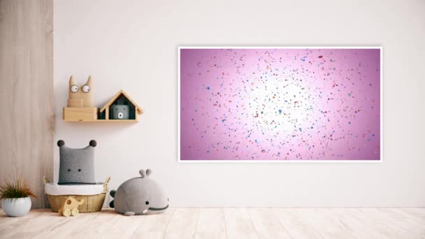 Big Pink Screen Middle Child Room Mockup — Stockvideo