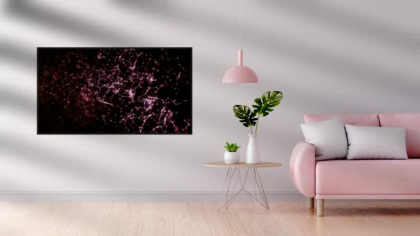 Gezellig Interieur Roze Kleuren Geanimeerde Abstractie Muur Bewegende Schaduw — Stockvideo