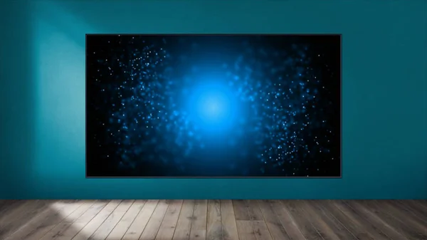 Mavi noktalı soyut animasyonlu bir iş stüdyosu. Model.