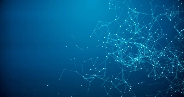 Ekranın kenarında beyaz çizgiler ve noktalar olan sunumlar için soyut mavi ekran. Model.