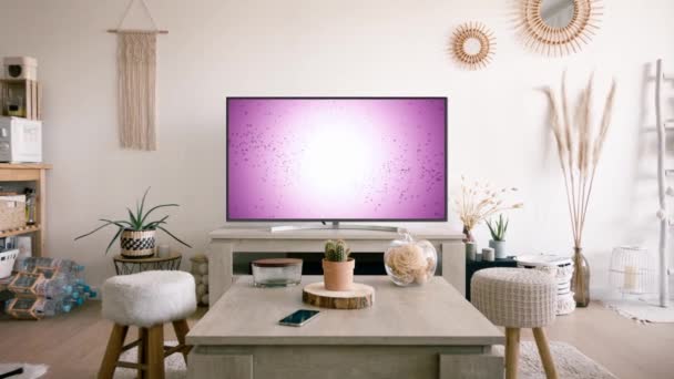 Gezellige Kamer Met Roze Animatie Het Scherm Mockup — Stockvideo