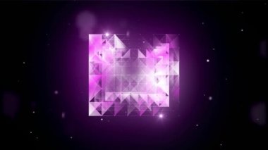 Purple abstract background with moving particles and shapes. Mockup.