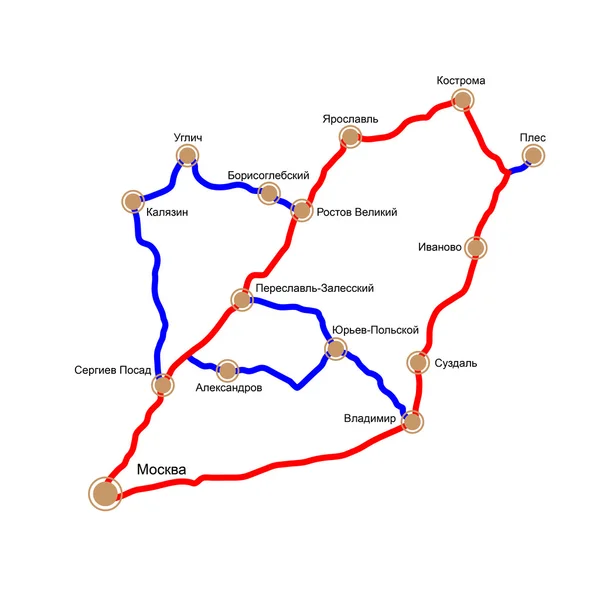 Goldener Ring Russlands - Schema ru — Stockvektor