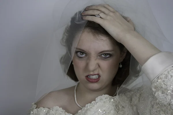 Young bride snarling like a bridezilla — Stock Photo, Image