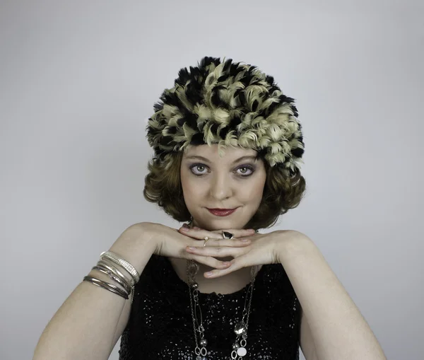 Young woman wearing vintage items — Stock Photo, Image