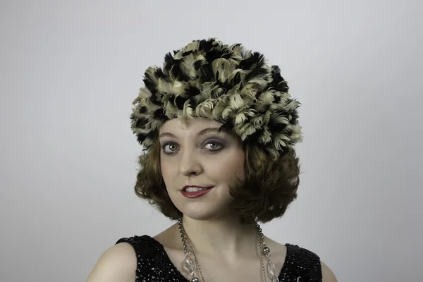 Young woman wearing vintage items — Stock Photo, Image