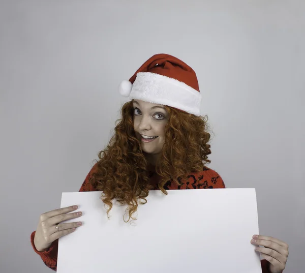 Mulher segurando sinal em branco — Fotografia de Stock