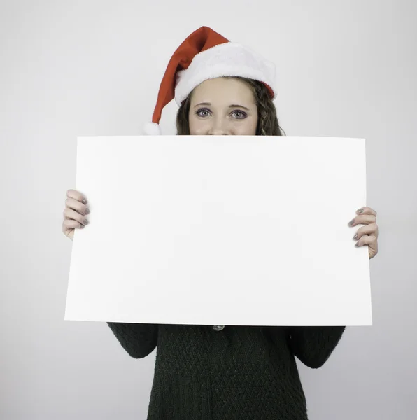 Junge Frau mit leerem Schild — Stockfoto