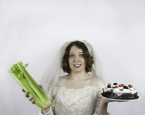 Nevěsta se snaží stravy — Stock fotografie