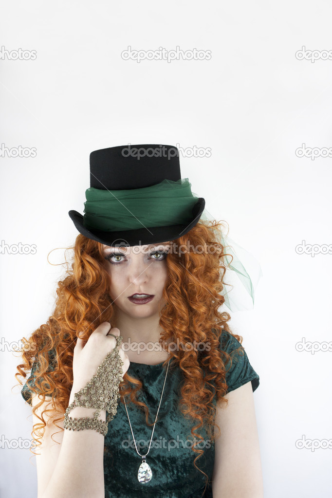 Tough Irish girl wearing green