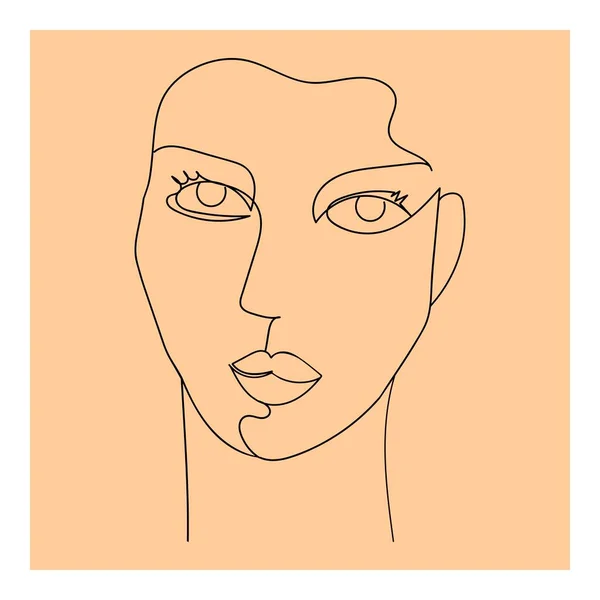 Une Ligne Artistique Portrait Abstrait Une Femme Sur Fond Beige — Image vectorielle