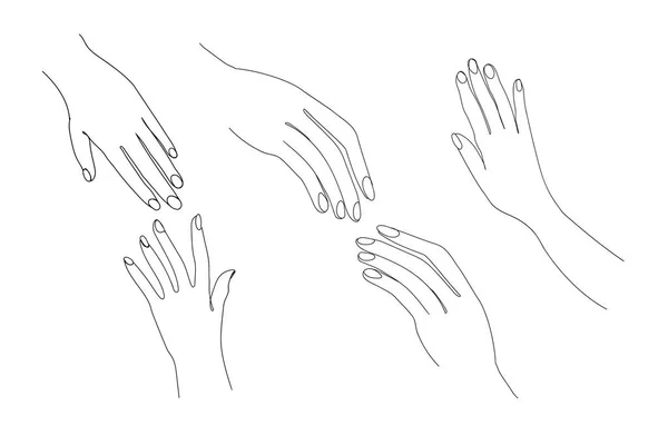 Ein Satz Frauenhände Ist Einem Modernen Minimalistischen Stil Auf Weißem — Stockvektor