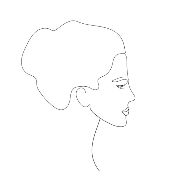 Абстрактний Портрет Жінки Намальованої Однією Лінією Білому Тлі Сучасний Мінімалістичний — стоковий вектор