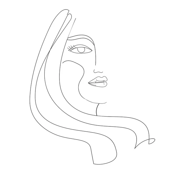 Retrato Abstracto Una Mujer Dibujada Con Una Sola Línea Sobre — Archivo Imágenes Vectoriales