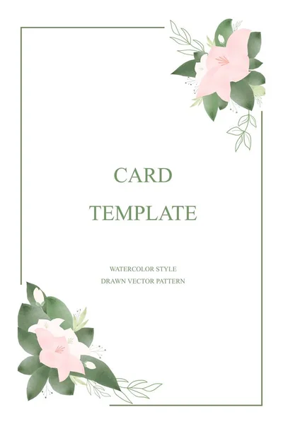 Karta Pozvánka Svatbu Uložte Datum Jemné Akvarelové Růžové Odstíny Květin — Stockový vektor